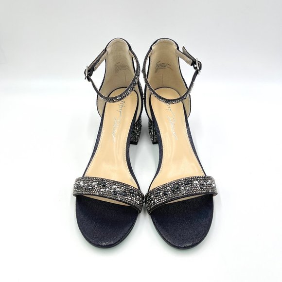 Betsey Johnson Size 7.5 Mari Black Jeweled‎ Block Heel Dress Sandals Shoes - Picture 2 of 13